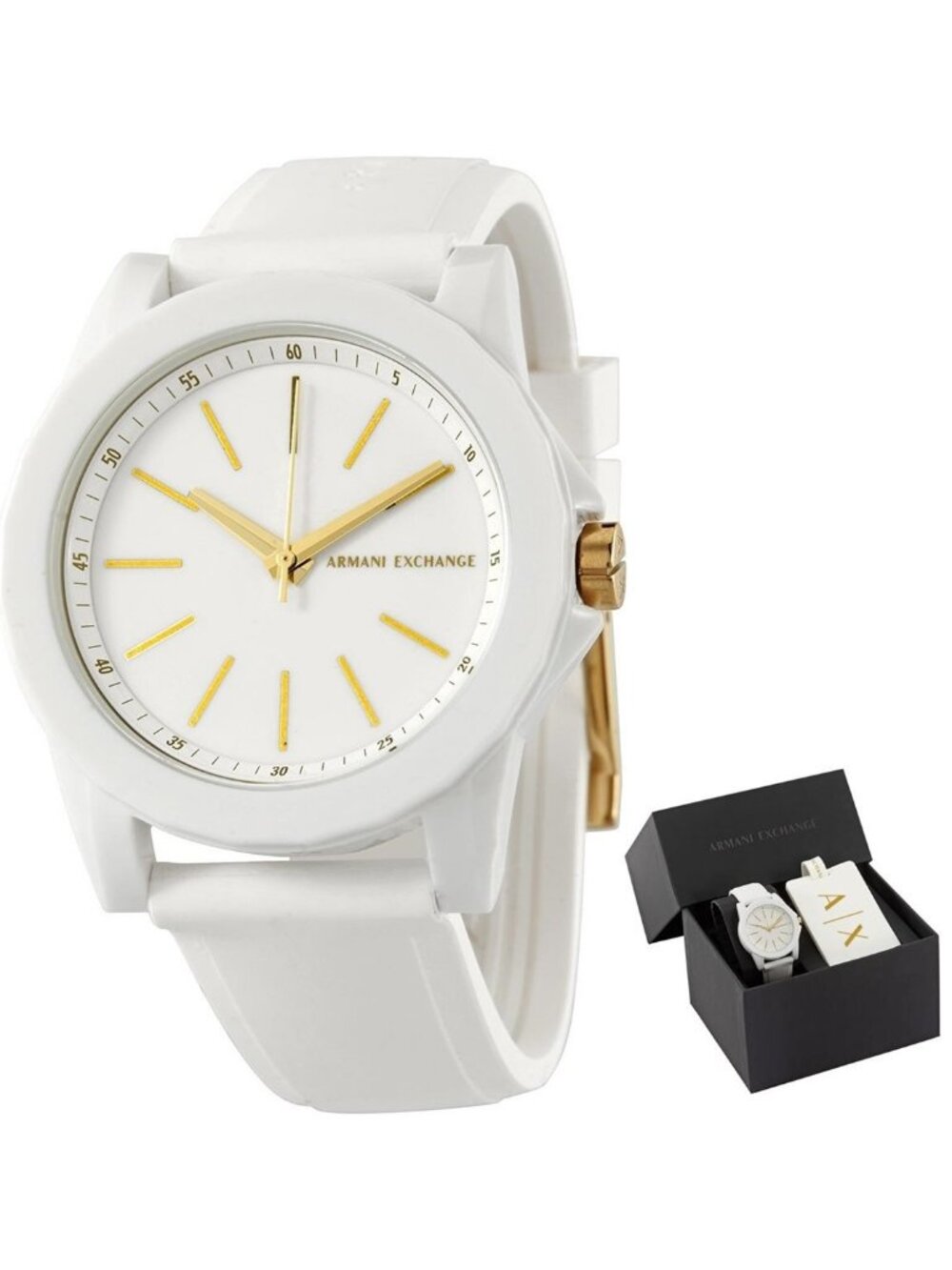 NWT Armani Exchange Lady Banks Quartz White Dial Ladies Watch Set
